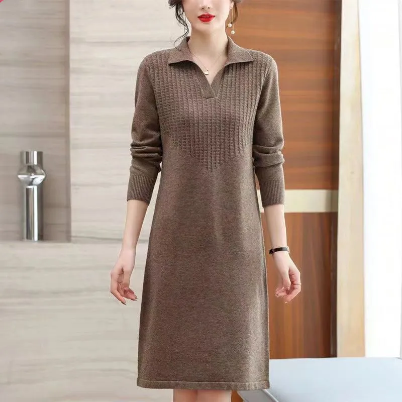 Oversized Knitted Sweater Midi Dress for Women - Solid Patchwork Womens Oversized Pullover Sweaters: Casual Knitted Jumper Dress For Spring  Autumn, Turn Down Collar, Solid Patchwork Slim Fit Female Dress From  Kong04, $28.66 In Bulk | DHgate.Com