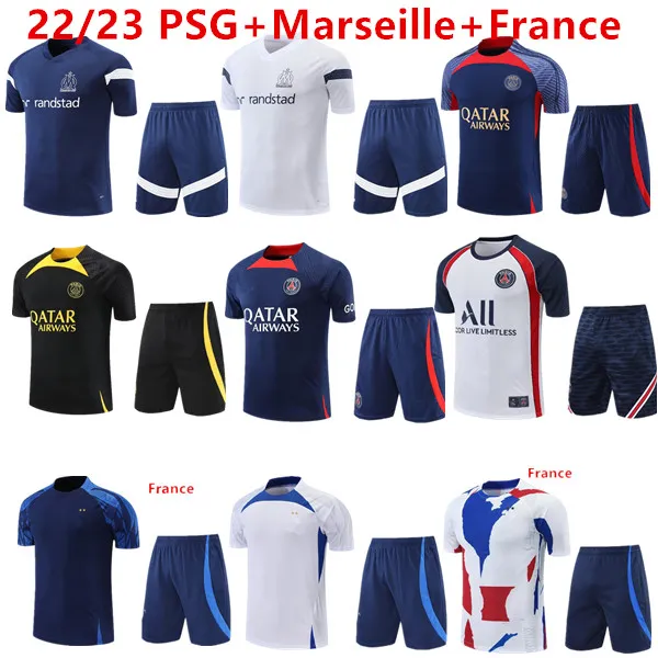 2022-2023 Marseilles Sportswear Men's and Kids Suit Football Soccer Training Suit 22/23 psgs OM Survetement Maillot Foot Chandal