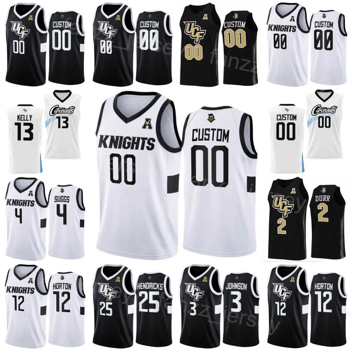 College Basketball 25 Taylor Hendricks Jerseys UCF Knights 12 Ithiel Horton 13 C.J. Kelly 3 Darius Johnson 4 Brandon Suggs 2 Michael Durr NCAA Men Kids Women