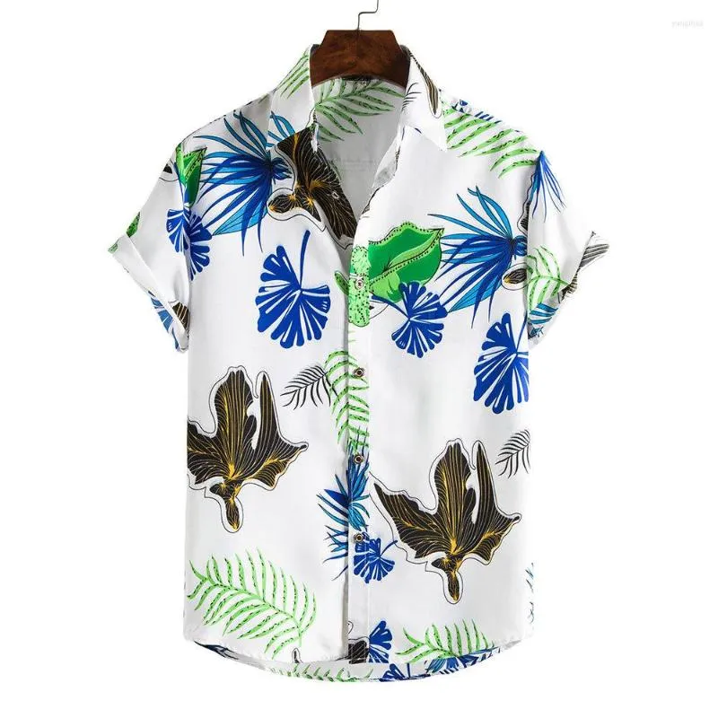 メンズカジュアルシャツ2023ハワイアンメンビーチブラウスフローラルトップ半袖ボタンアップシャツCAMISA HAWAIANA HOMBRE