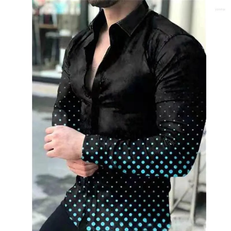 Camisas Informales Para Hombre Camisa De Otono Para Hombre Camisa Con Estampado De Lunares De Color Degradado Para Hombre Talla S 3XL Para 2023 Ropa Para Hombre Camisetas De Manga Larga De