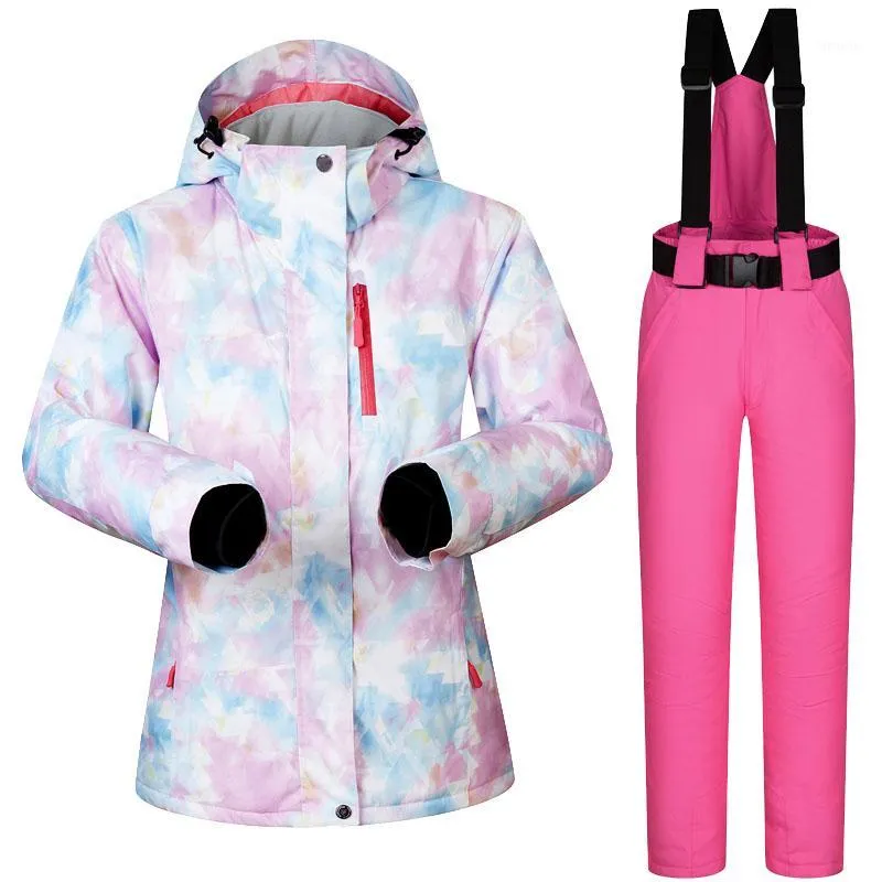Ski -jassen winter dames ski jas en broek waterdichte super warme pakken dames snowboard snowboardende kleding merken1