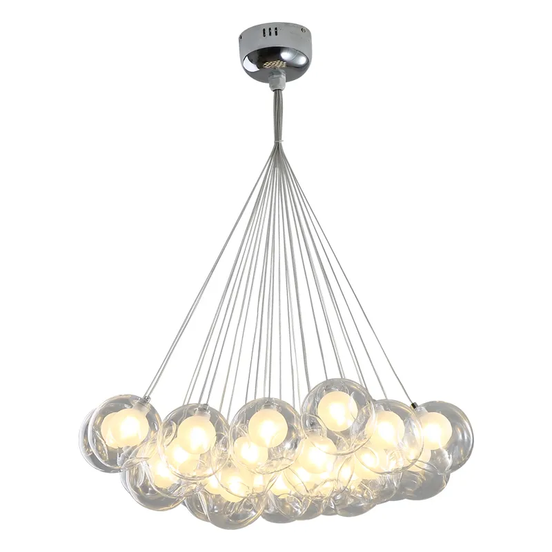 Modern Art Glass LED Pendant Light Glass Ball Chandelier Lighting Fixture G4 DIY Lamp for Living Room Dining Roon