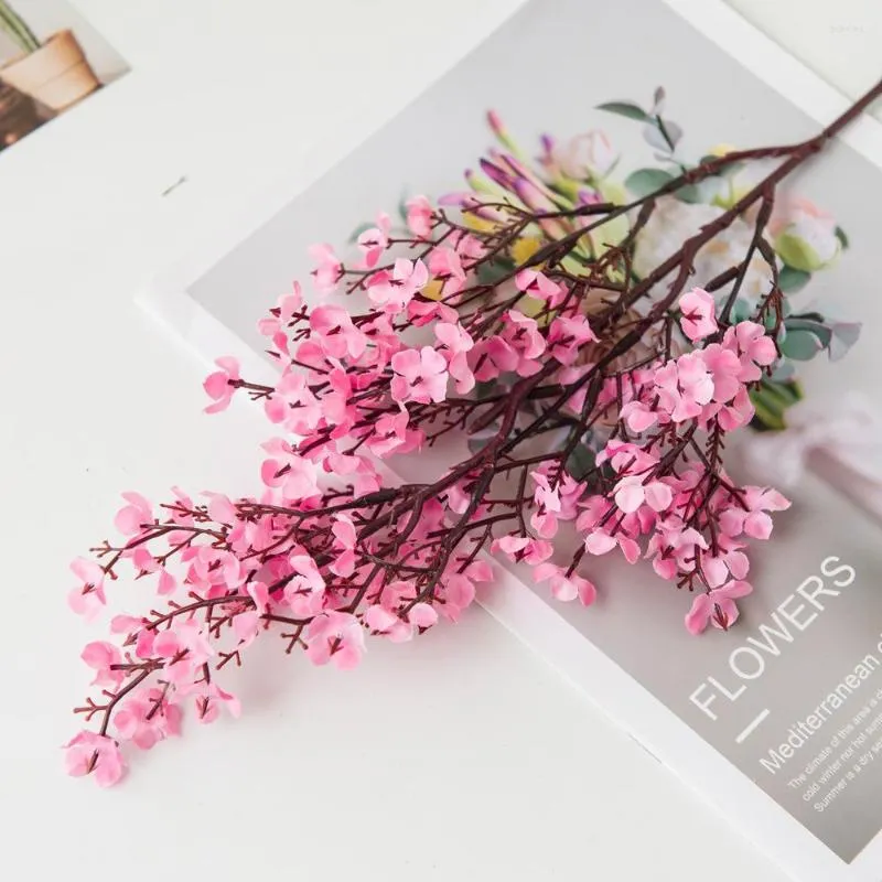 装飾的な花桜の花人工ジプソフィラ赤ちゃんの息偽diyウェディングホーム花瓶の装飾フェイクブランチ