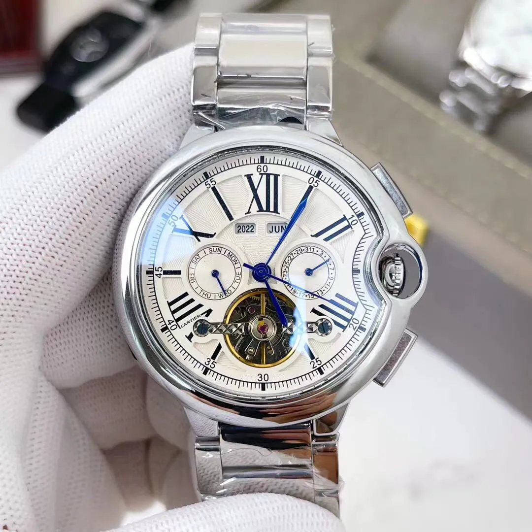 2023 Nowa marka oryginalna biznesowa męska zegarek klasyczny okrągły armaty automatyczne maszyny obserwuj zegar zegarowy
