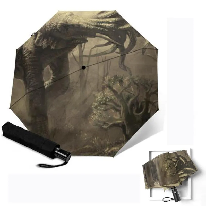 Umbrellas Windproof Travel Double Automatic Folding Umbrella Compact Protection Three Sun Rain Gear