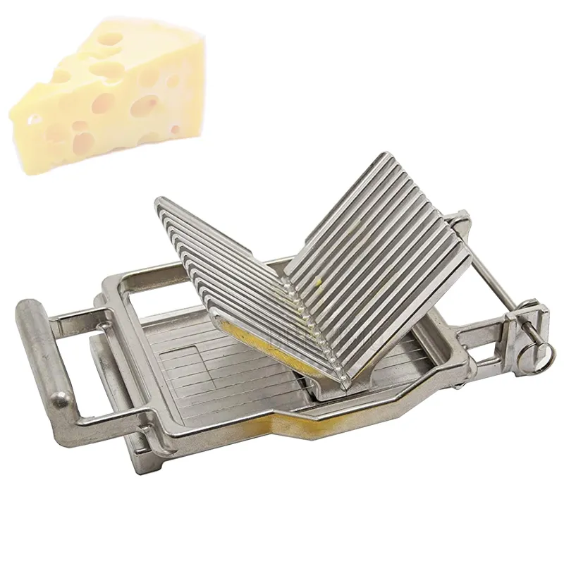 Kommersiell ostskivare rostfritt stål tråd ost skärare smör skärbräda som gör dessertblad