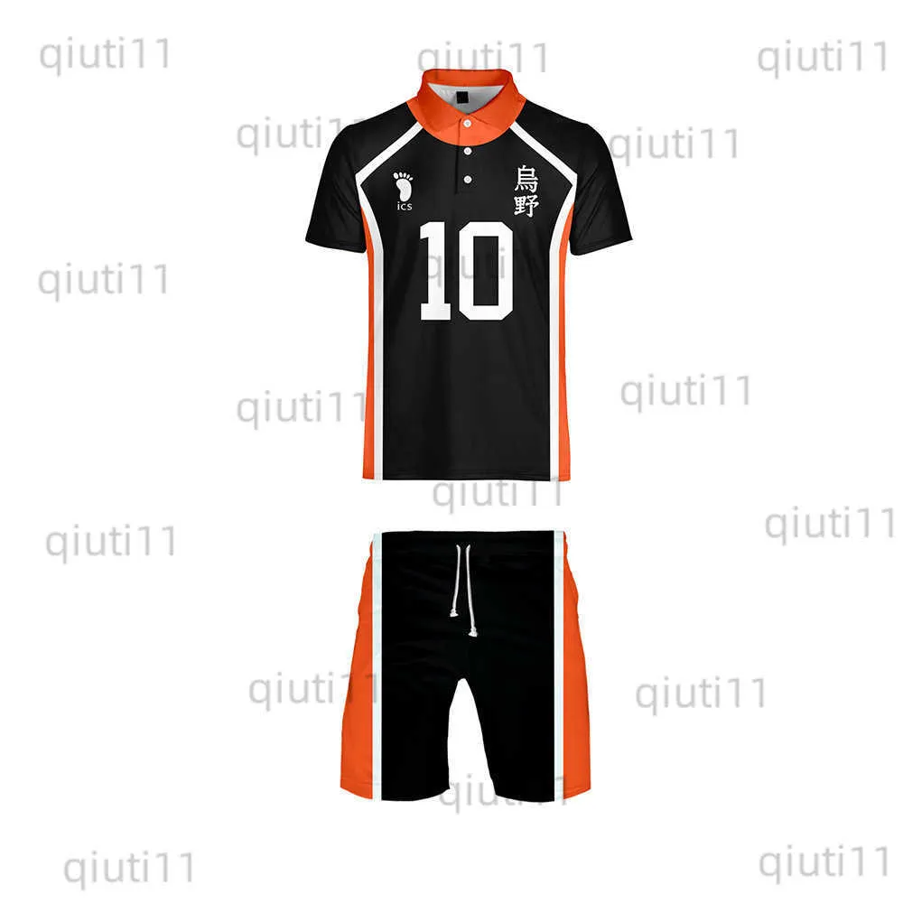 Męskie dresy, anime haikyuu cosplay Come Karasuno High School Volleyball Club i strój szorty zwykłe koszulki sportowe T230321