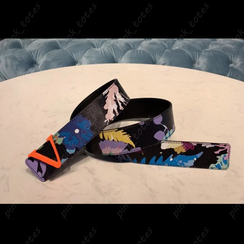 Роскошный пояс Virgil Designer Belt Fashion Graffiti Paint Ремни из натуральной кожи Мужские пояса Initiales для женщин 6 Style 40mm 2023 New