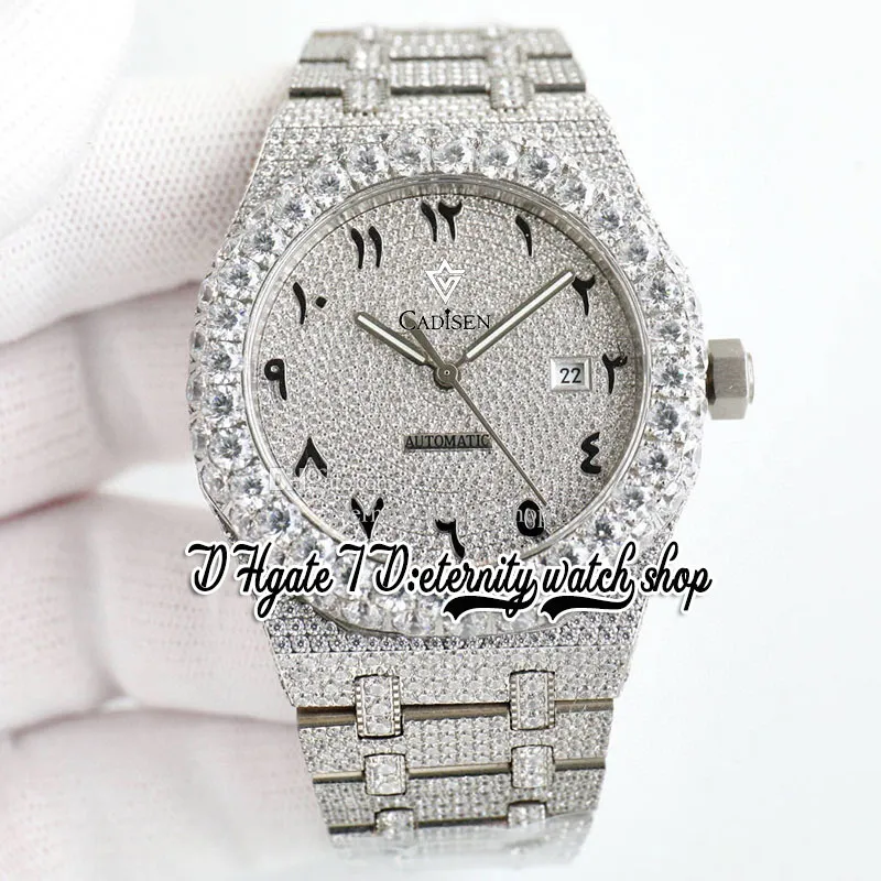 BZF sf15400 Japan M8215 Automatic Mens Watch Fully Iced Out Paved Diamond Dial Arabic Markers 316L Stainless Steel Diamonds Bracelet 2023 eternity Jewelry Watches