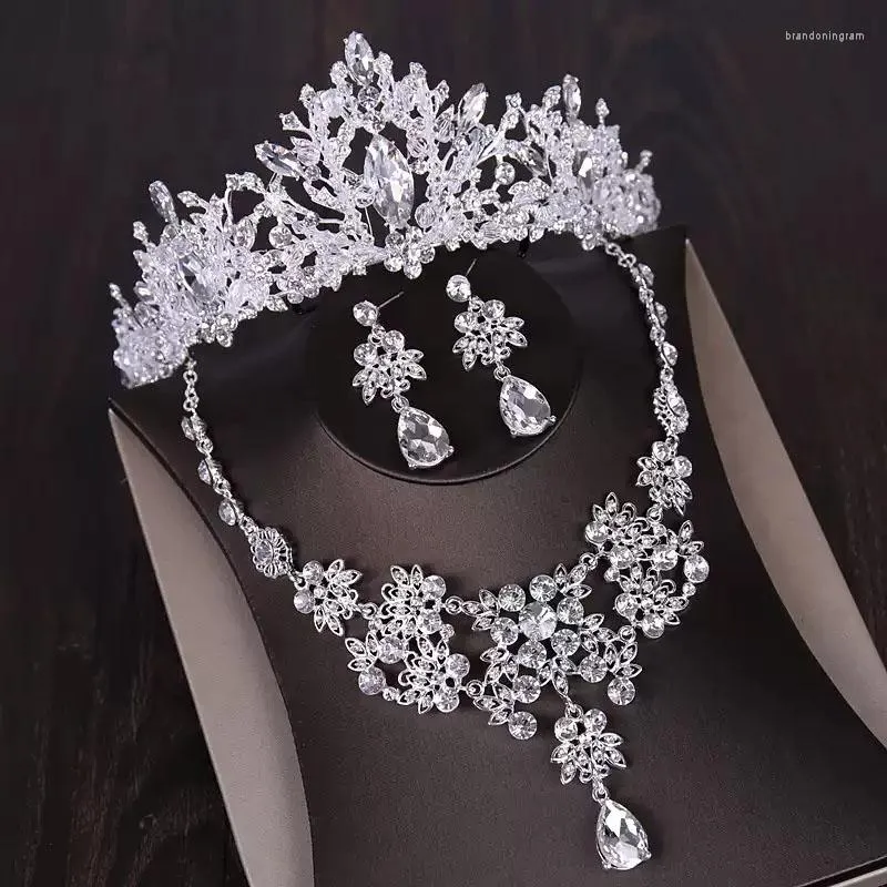 Necklace Earrings Set Bridal Rhinestone Crowns And Tiaras Sets For Women Wedding Bride Dubai Jewelry