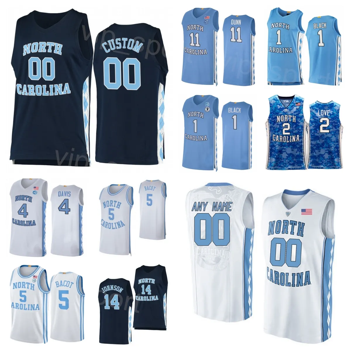 North Carolina Tar Heels College 32 Luke Maye Jersey Basketball 1 Leaky Black 14 Puff Johnson 11 DMarco Dunn Caleb Love Armando Bacot Davis Sewing NCAA Men Kids Women