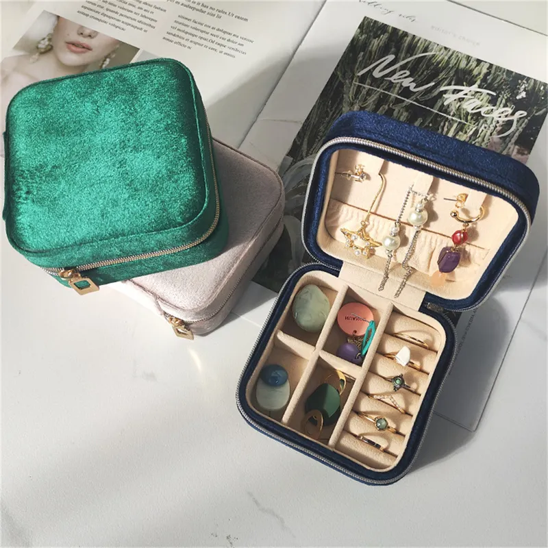 Portable Velvet  Travel Jewelry Case Organizer For Rings