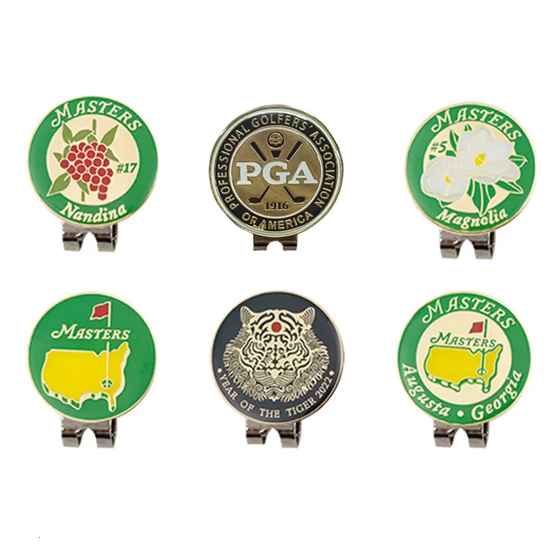 Other Golf Products Pack 6 Pcs Golf Cap Clip Mark w Magnetic Mark Golf Ball Position Golf Hat Clip Removable Metal Golf Ball Marker Golf Accessories 230321