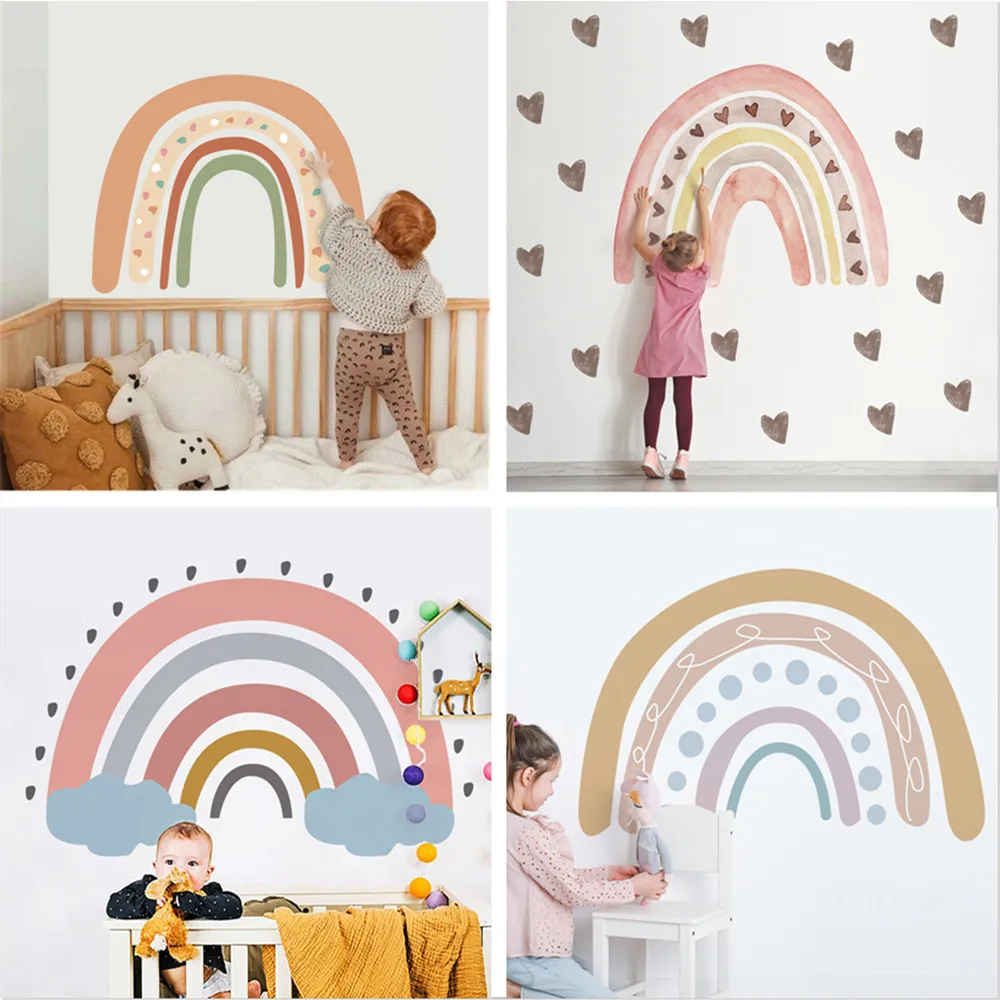 Muurstickers Large Love Rainbow Classical Patroon PVC Decals Ecofvriendelijke sticker voor kinderkamer Kinderkamer Girls Slaapkamer Decor 230321