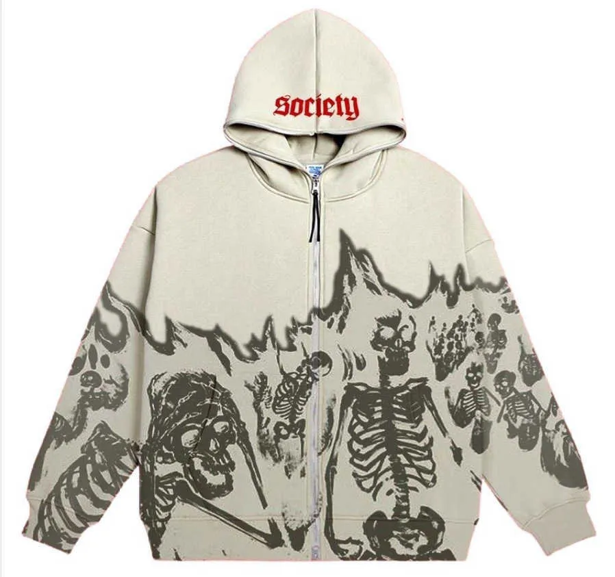 Hip Hop Mannen Sweatshirt Hoodie Volledig Gedrukt Streetwear Harajuku Y2k Trui Winter Herfst Hoodie Casual Zip Jacket Y220818