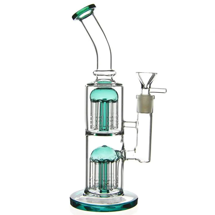 Hookahs Glass Water Bongs Oil Rigs Double jelly perc bong Smoking Glass Pipe Dab Chicha con 14 mm banger Bubbler