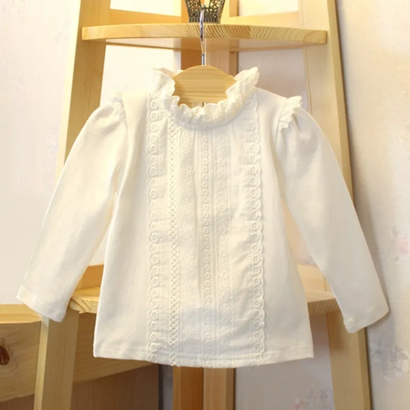 Kinderen shirts dikke warme herfst wintermeisjes witte blouse shirts tienermeisjes kleding lange mouw kinderen t-shirt kinder shirt baby peuter tops 230321