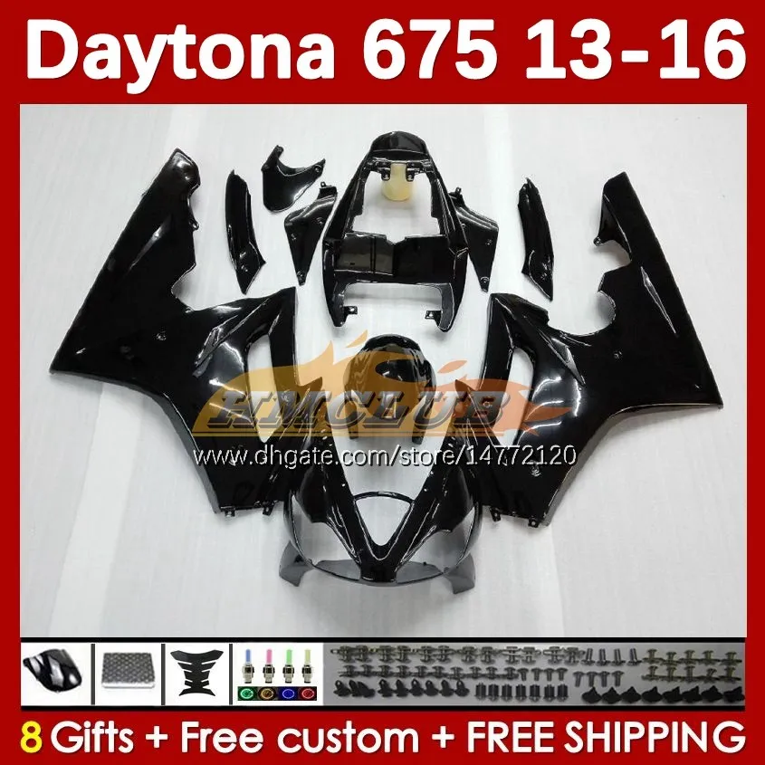 Motorcykelmässor för Daytona 675 675R 2013-2016 BODYWORK 166NO.22 DAYTONA675 13 14 15 16 BODY SVART STALLER ALLA DAYTONA 675 R 2013 2014 2015 2016 OEM MOTO FAIRING KIT