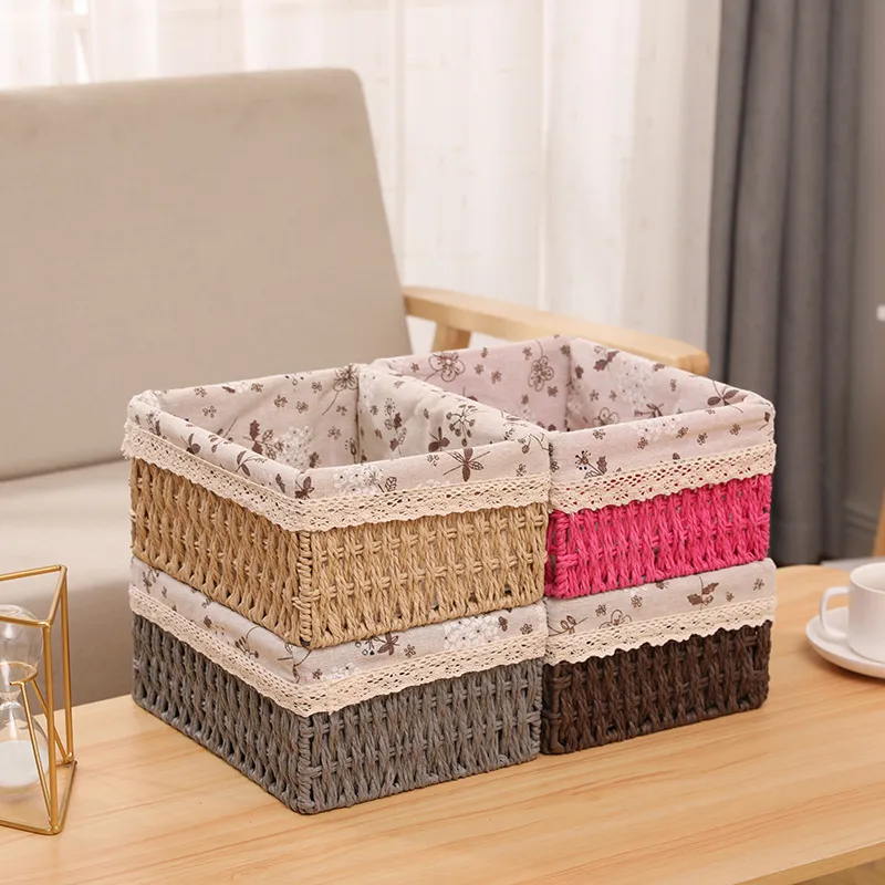 Cosmetics storage box kmart picnic basket remote control desktop fabric sundries Little Fresh Clothes Sorting simple zero food basket