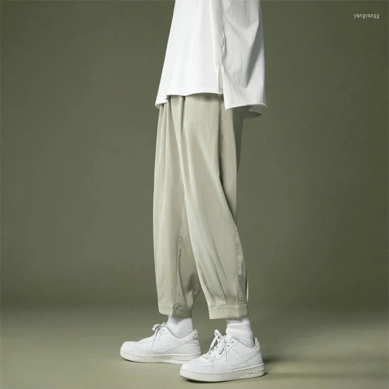 Men's Pants Gmiixder Baggy Casual Men's 2023SS Ice Silk Leggings Sweatpants Trend Haren Oversize Straight Leg Sports Cargo Trousers