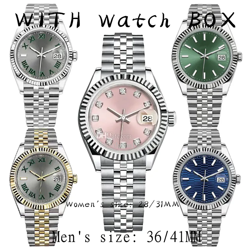 Męski automatyczny zegarek mechaniczny 36/41 mm 904l Wszystkie zegarki ze stali nierdzewnej Damskie kwarcowe bateria 28/31 Super Luminous Sapphire Waterproof Wristwatch Montre de Luxe