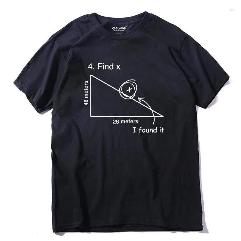 Herr t-skjortor qi0213a bomull kort ärm o-hals matematik tryckt män skjorta avslappnad gata stil cool rolig lös t-shirt