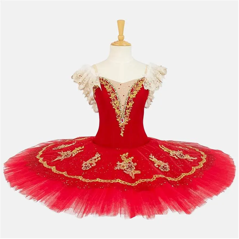 Dancewear Nieuwe stijl voor Kid Black Classical Fairy Lange Mouw Dress Ballet Costumes Factory Wear Knie op Tutu Lotard Red Drop Deliv Dhonx