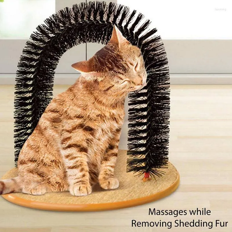 Cat Toys Arch Type Door Massage Toy Pet Brush Groomer Massager Scratching Pad For Hair Comb med rund bas