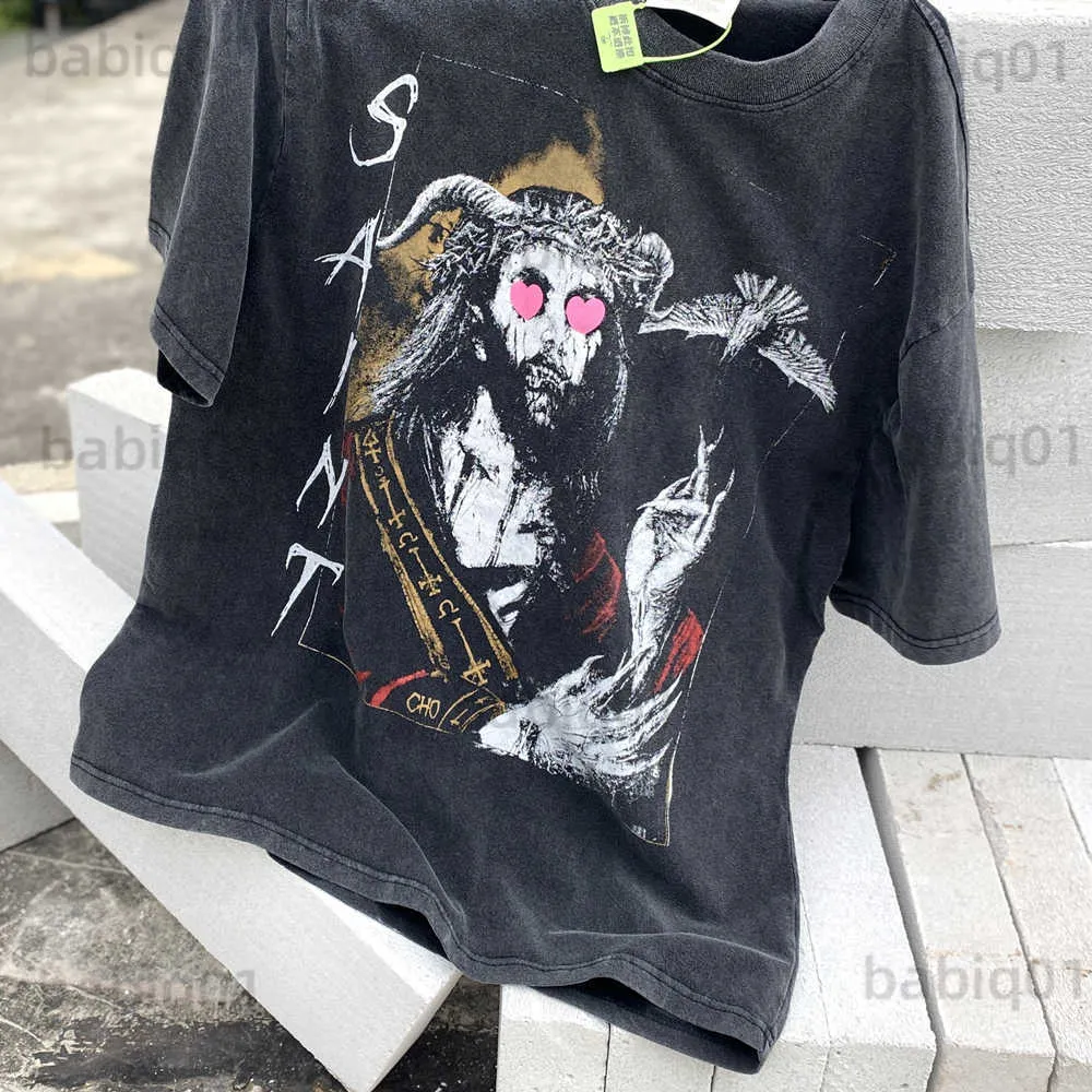 Herr t-shirts groda drift ny mode varumärke streetwear vintage saint michael lös ovesiserad tvätt retro tshirt tee toppar för män t230321