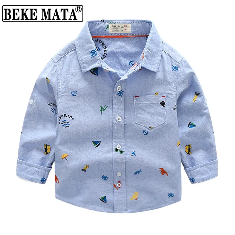 Barnskjortor Peke Mata Baby Boy Shirt Spring Cartoon Toddler Topps Långärmad barnskjortor för pojkar Kläder Turned Collar Childres 230321