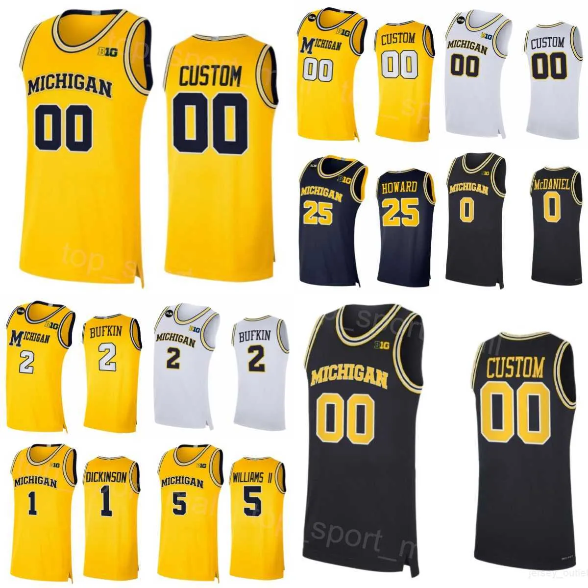 College Wolverines 1 Hunter Dickinson Jerseys Basketball 25 Jett Howard 2 Bufkin 0 Dug McDaniel 3 Jaelin Llewellyn 5 Terrance Williams II Sticthed University NCAA