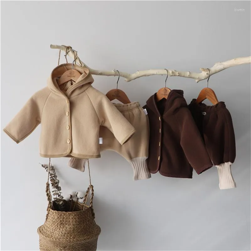 Clothing Sets Autumn Winter Baby Girl Boy Warm Fleece Suit Toddler Kids Clothes Hooded Outfits Tops Sweatshirt Pants 2PCS/SET