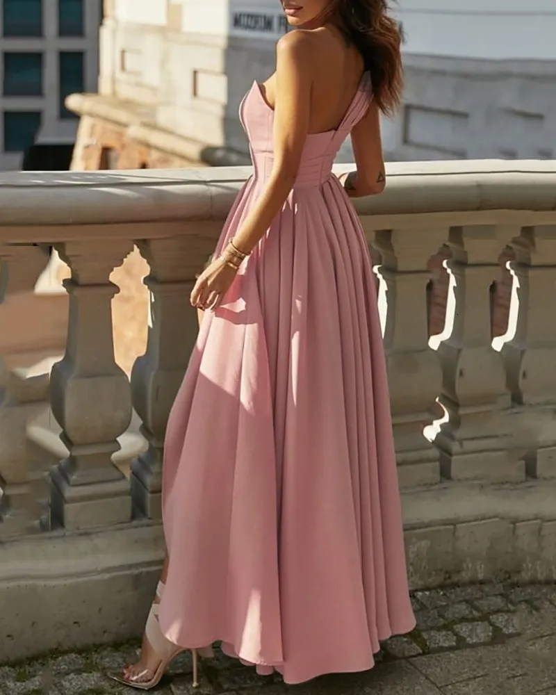 knee length dresses for ladies Zahra Asymmetric Ruched Gown- White 2