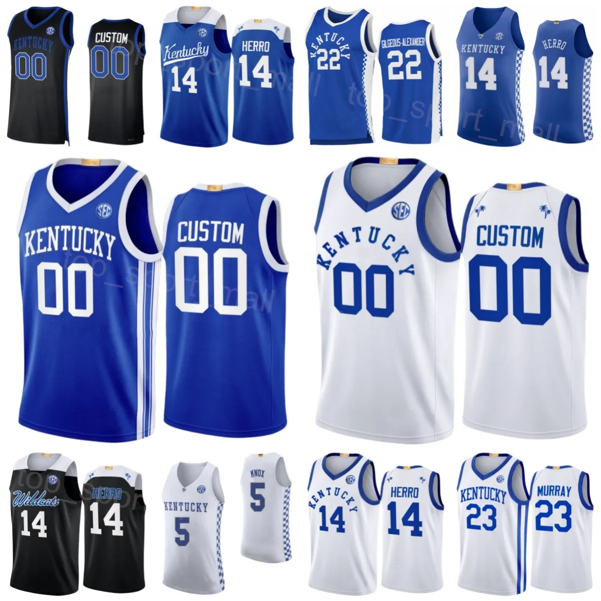 كلية كرة السلة 23 Jamal Murray Jersey Kentucky Wildcats 25 PJ Washington 14 Tyler Herro 5 Kevin Knox II 22 Shai Gilgeous-Alexander University Stitched NCAA