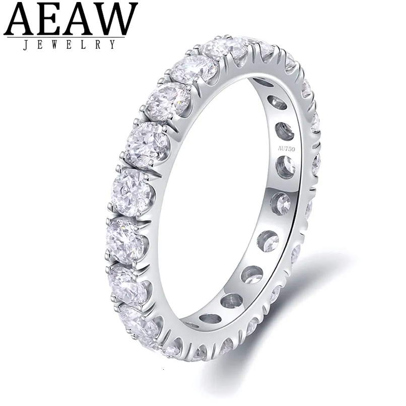 Med sidogenar aeaw solid 14k vitguldrundan entré full diamantband 2,5 mm 1,5ctw df färg för kvinnor 230320