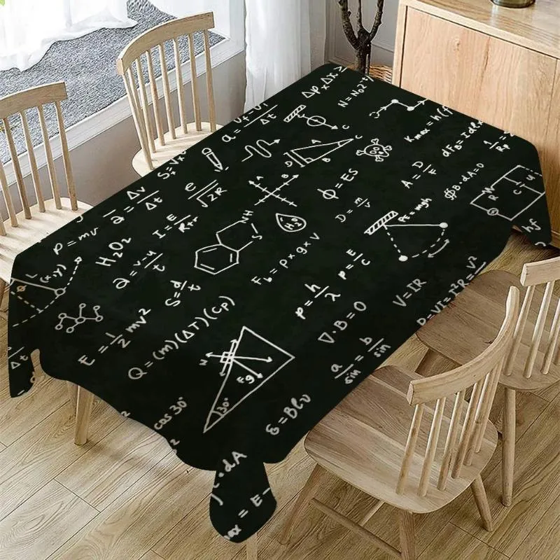 Tafeldoek geometrische formule stofdichte linnen dikker zwart tafelkleed keuken rechthoekige wiskunde dineren dekbedekking huis