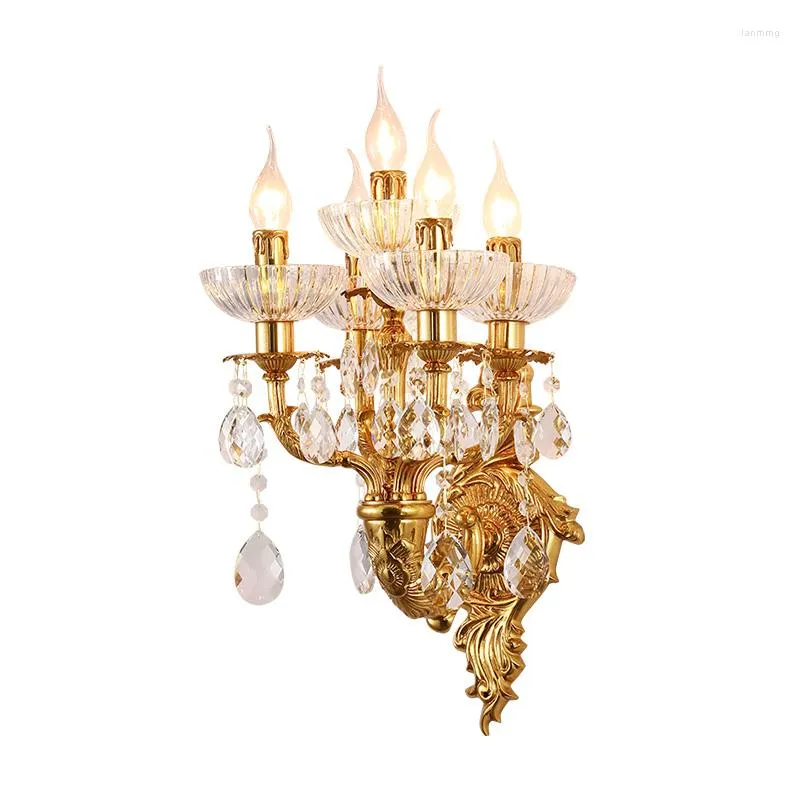 Wall Lamp DINGFAN French Bedroom Bedside Staircase European Luxury Dining Living Room TV Backdrop Full Copper Crystal Light