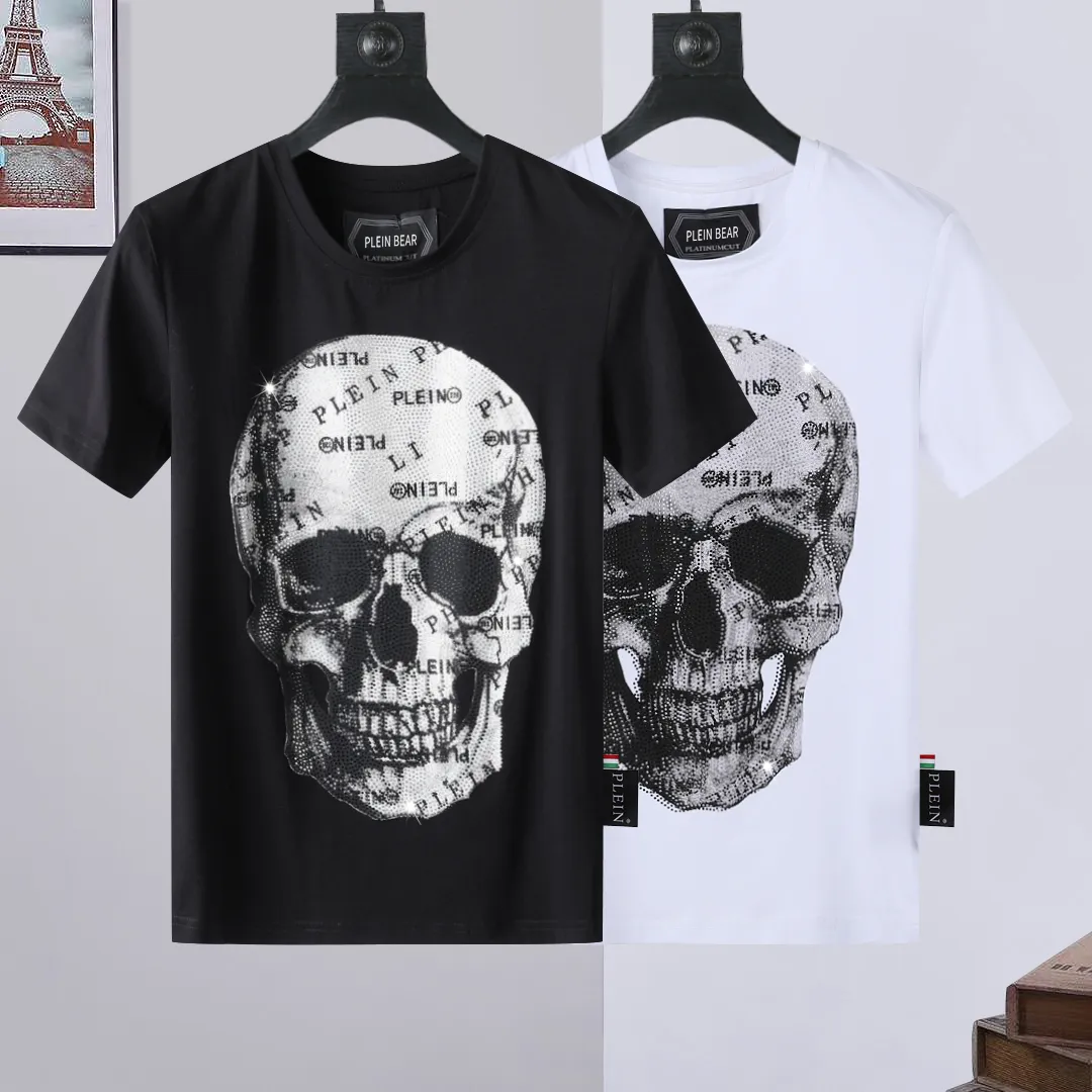 Plein Bear T-shirt Mens Designer Tshirts Vêtements de marque Rhingestone Pp Skull Men T-shirt Round Nou SS Skull et Plein with Crystals Tshirt Top Tees 161680