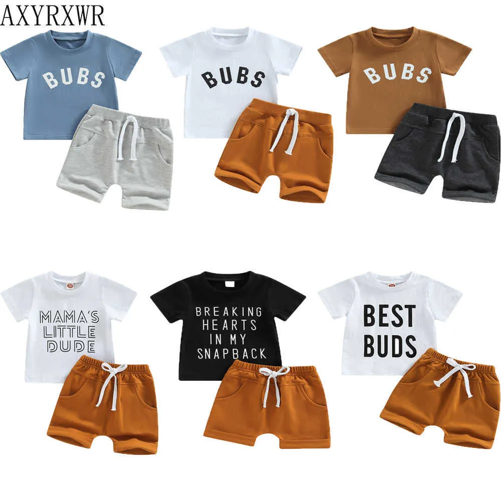 Kledingsets Babykleding Set Zomer Casual katoenen Katoen Korte Mouw Tops T -shirts Shorts voor Boy Set Toddlers 2pcs Kid Baby Sport Outfit Kleding Z0321