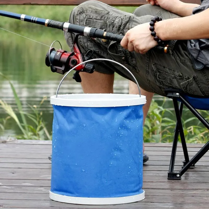 Bilarrangör 11L Folding Bucket Outdoor Camping Fishing Portable Wash Mop Storage Home Cleaning Tools