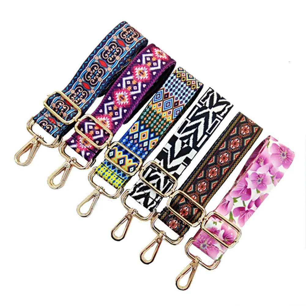 Bag Parts Accessories Rainbow Adjustable Nylon Belt Strap for Women Shoulder Hanger Handbag Straps Decorative Obag Handle Ornament 230320