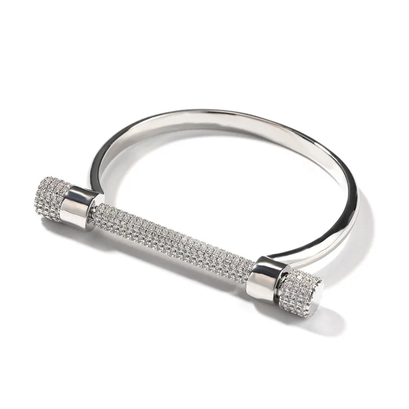 Koperen set zirkoonketen volledige diamantarmband gepersonaliseerde creativiteit hoefijzer armband hiphop mode sieraden