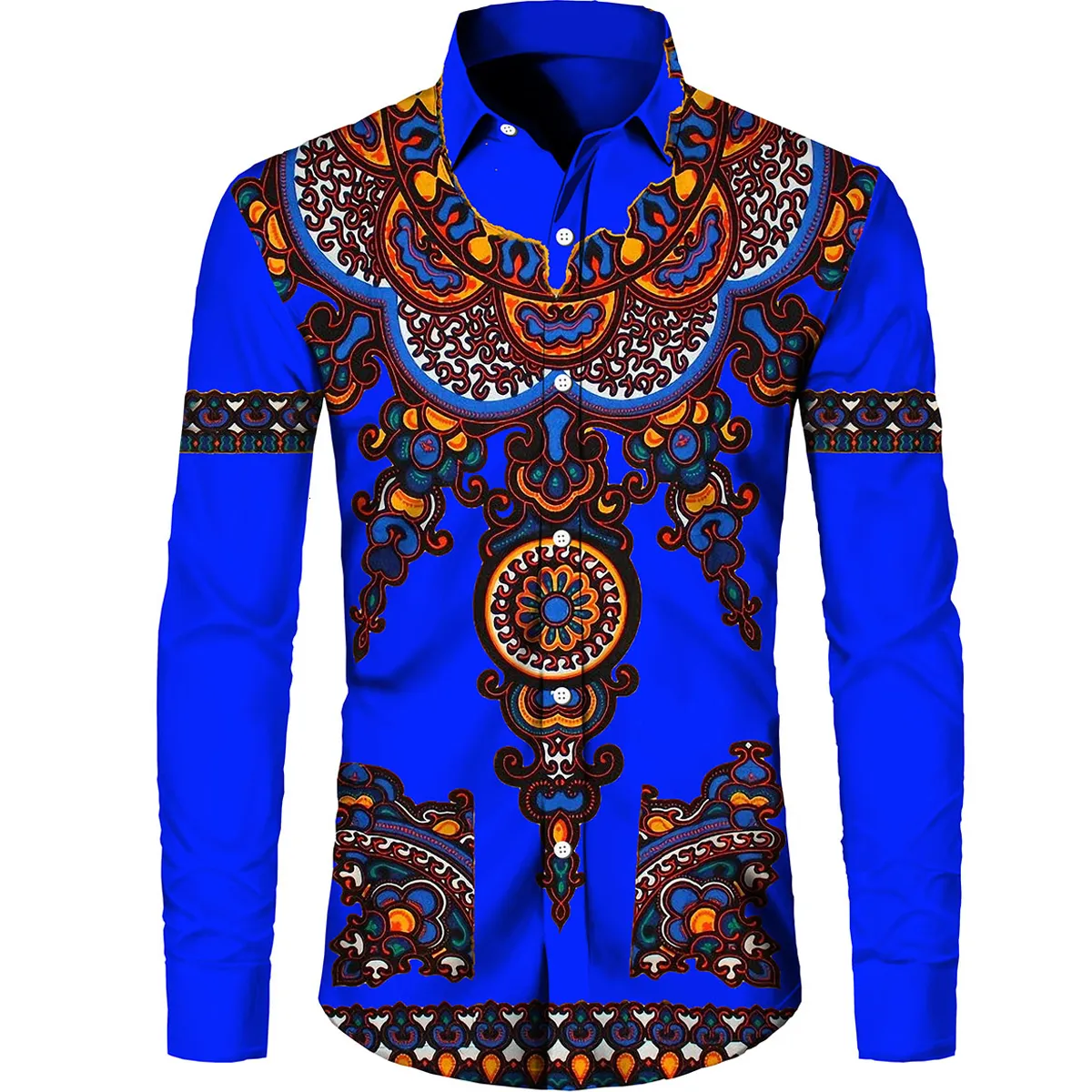 Men's Casual Shirts Trendy African Men's Turn Down Collar Shortfull Sleeve Shirt Plus Size Men Ethnic Primitive Tribal 3D Printed Button Blouses 230321