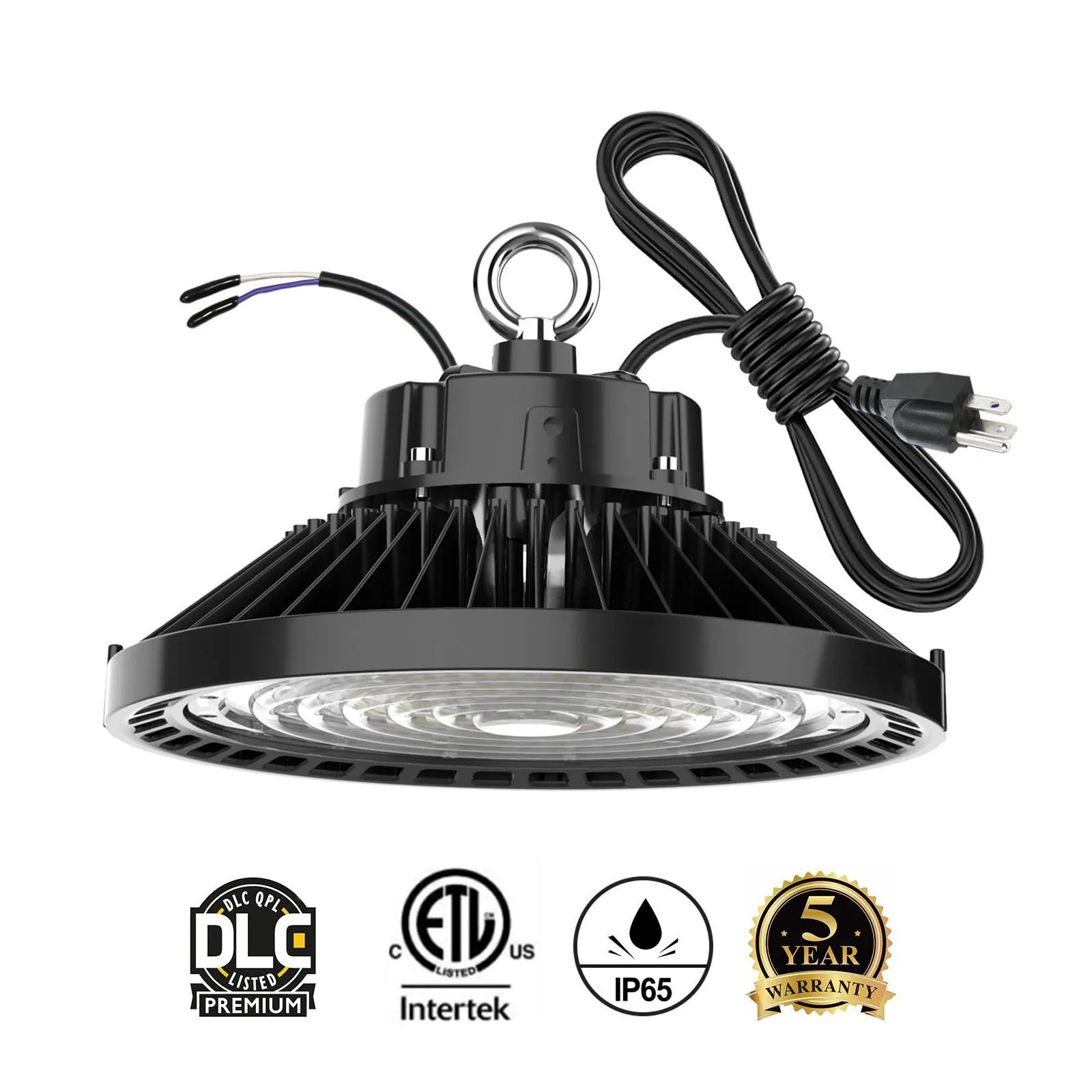 High Bay DLC 110V Luz LED reduzida 100W 150W 200W 240W UFO 5000K 36000LM IP65 Mineração de alumínio de inundação de alumínio Lampo lampada Highbay Drop Delivery Li dhf5q