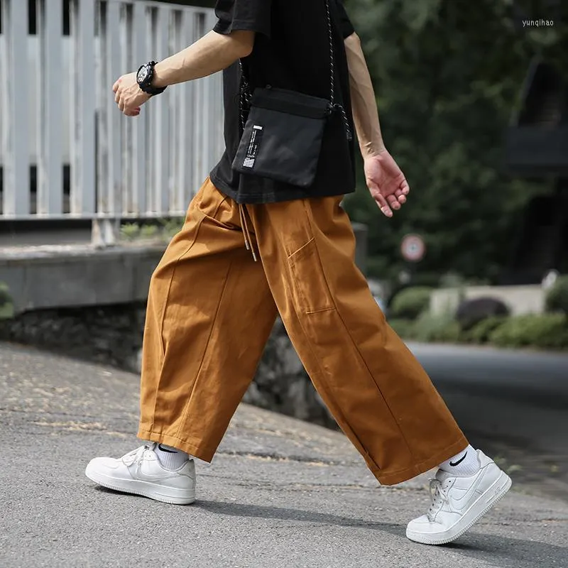 Männer Hosen Japanische Vintage Braun Cargo Streetwear Jogger Männer Kleidung Baggy Jogginghose Männlich Casual Breite bein Pantalettes