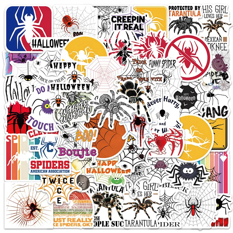 Spiderstickers 60 stcs schattige cartoon horror angst Artropode dieren pack W-1526