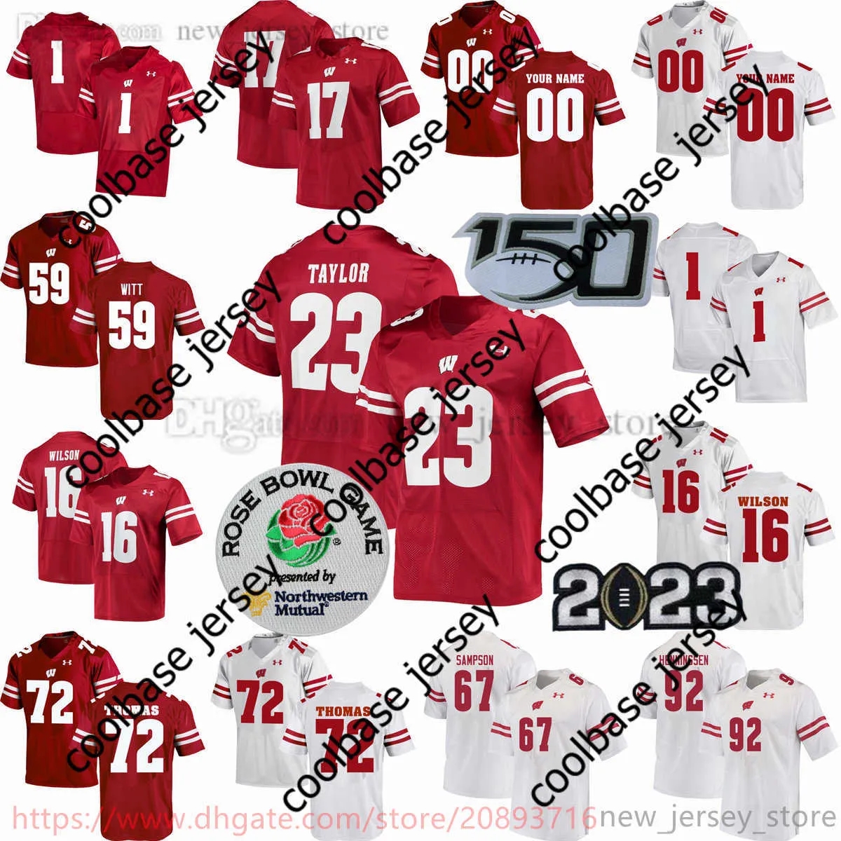 American College Football Wear Use Custom NCAA College Wisconsin Badgers Futebol Jersey 49 William Wagner 85 Clay Cundiff 5 Cedrick Dort Jr. 16