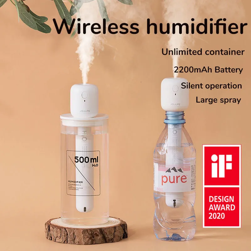 Andra hemträdgårdar Jisulife Mini Air Humidifier Unlimited Portable Silent Arom Diffuser Ladda Humificador för sovrumsbil Trådlös diffusor 230320