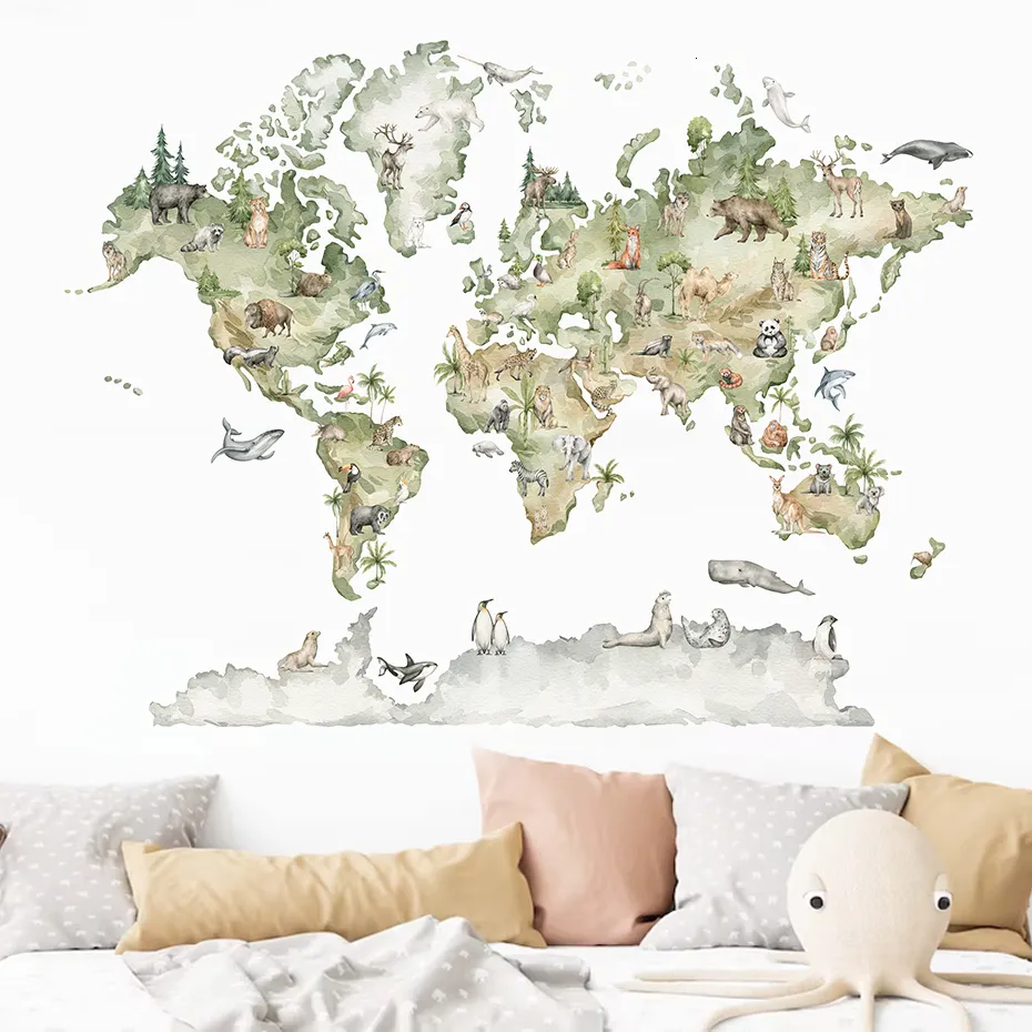 Watercolor World Map Wall Sticker Removable PVC... From Sellerstore09 ...